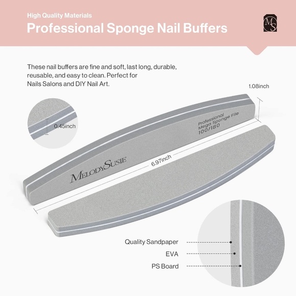🌺MelodySusie 1 Box: 10 Washables Grey Nails Files 🌺 - Picture 5 of 14